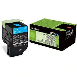 Lexmark Toner Lexmark 802C cyan | return | 1000 pgs| CX310dn / CX310n / CX410de / CX410d 80C20C0 0734646475556