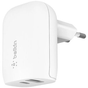 Belkin 32W DUAL CHARGER 25W USB W/POWER DELIVERY 12W USB-A WHITE WCB007VFWH 0745883829446