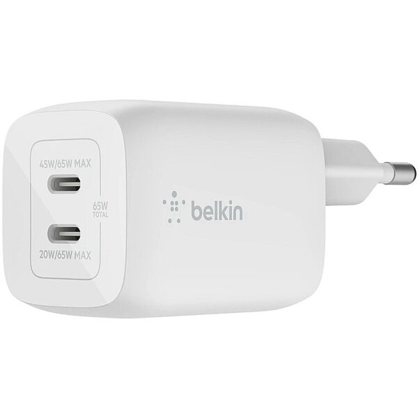 Belkin 65W DUAL USB C GaN WCH013VFWH 0745883840656