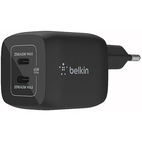 Belkin 45W DUAL USB-C GaN WCH011VFBK 0745883844043