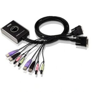 Incase 2-Port USB DVI/Audio Cable KVM Switch with Remote Port Selector CS682-AT