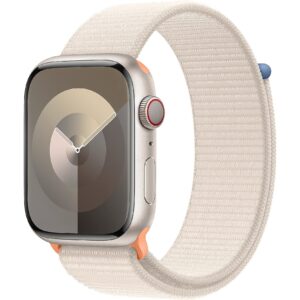 Apple Watch Series 9 GPS + Cellular 45mm Starlight Aluminium Case with Starlight Sport Loop MRMA3ET/A 195949024115