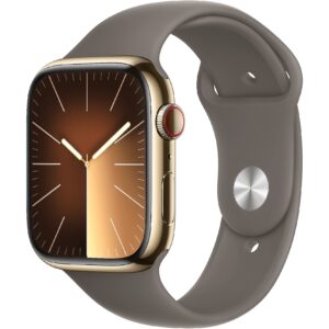 Apple Watch Series 9 GPS + Cellular 45mm Gold Stainless Steel Case with Clay Sport Band - M/L MRMT3ET/A 195949025655