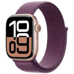 Apple Watch Series 10 GPS 42 mm Rose Gold Aluminium Case with Plum Sport Loop MWWK3ET/A 195949553448