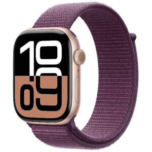 Apple Watch Series 10 GPS 46 mm Rose Gold Aluminium Case with Plum Sport Loop MWWV3ET/A 195949553530