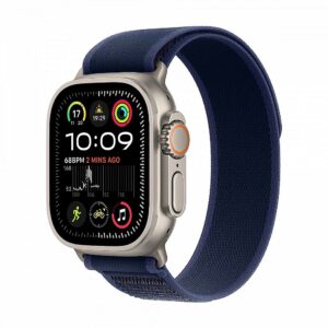 Apple Watch Ultra 2 GPS + Cellular 49 mm Natural Titanium Case with Blue Trail Loop - S/M MX4J3WB/A 195949582301