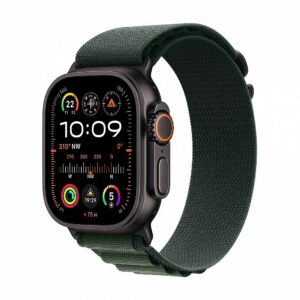 Apple Watch Ultra 2 GPS + Cellular 49 mm Black Titanium Case with Dark Green Alpine Loop - Medium MX4R3WB/A 195949584251