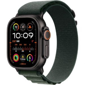 Apple Watch Ultra 2 GPS + Cellular 49mm Black Titanium Case with Dark Green Alpine Loop - Large MX4T3EL/A 195949584367