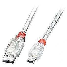 Lindy CABLE USB2 A TO MINI-B 0.5M/TRANSPARENT 41781 4002888417815