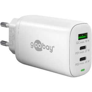 Goobay USB-C™ PD 3-fach Multiport-Schnellladegerät (65 W) - weiß 65408 4040849654084