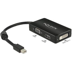 Delock Adapter mini Displayport 1.1 male > VGA / HDMI / DVI female Passive black 62631 4043619626311