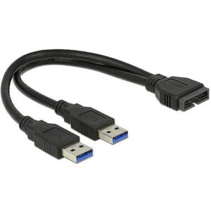 Delock Cable USB 3.0 Pin header male > 2 x USB 3.0 Type-A male 25 cm 83910 4043619839100