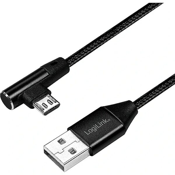 Logilink micro USB 1.0m kątowy czarny CU0142 4052792052695