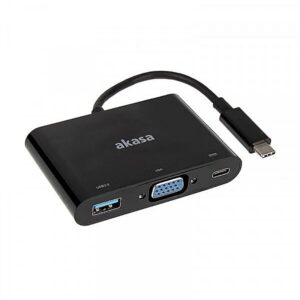 Akasa Type-C to VGA and power delivery adapter with extra USB 3.0 Type-A port AK-CBCA02-15BK 4710614537040