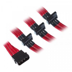 Silverstone 4-Pol-Molex auf 4x SATA Verlängerung - 300mm rot SST-PP07-BTSR 4710713969858