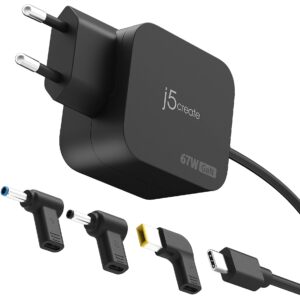 J5create 67W GAN PD USB-C MINI CHARGER WITH 3 TYPES OF DC CONNECTOR - E JUP1565DCE3A-EN 4712795087994