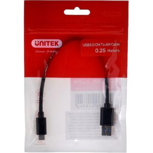 Unitek CABLE USB-A - USB-C 3.1 0.25m Y-C490BK 4894160018342