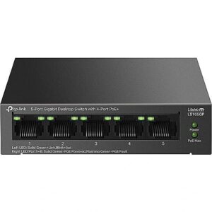 TP-LINK LS105GP 5-Port Gigabit Desktop Switch with  4-Port PoE+ LS105GP 4895252504545