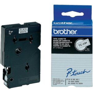 Brother TC-291 LAMINATED TAPE 9MM 7.7M F/ PT BLACK ON WHITE TC291 4977766050708