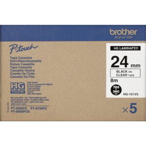 Brother BROTHER HGE151V5 24 BLACK ON CLEAR HGE151V5 4977766684590