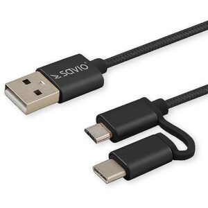 Savio CL-128 USB cable 1 m USB 2.0 USB A USB C/Micro-USB A Black CL-128 5901986044611