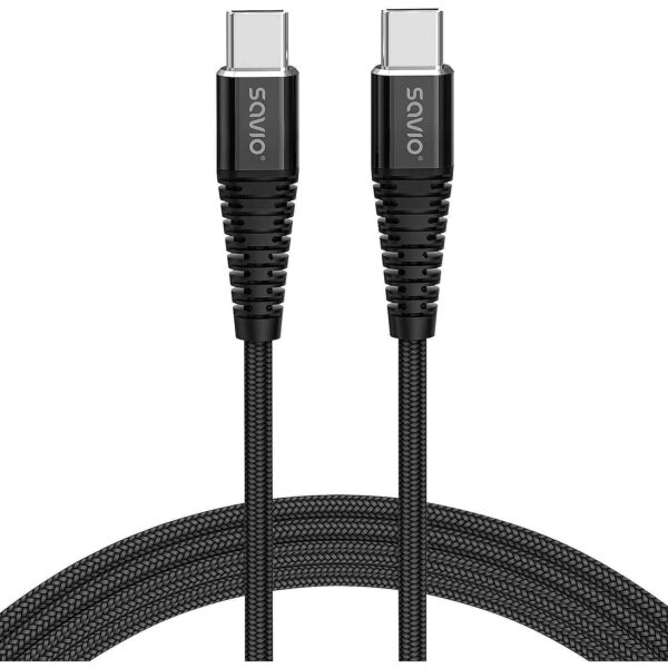 Savio CL-160 USB cable 2 m USB 2.0 USB C - USB C Black CL-160 5901986046936