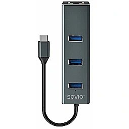 Savio USB Centrmezgls Savio 3-port USB-C 3.1 GEN 1 hub with RJ-45 Gigabit Ethernet AK-57 5901986047766