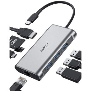 Aukey CB-C91 aluminium USB-C Hub 8in1 RJ45 Eth CB-C91 5902666661678