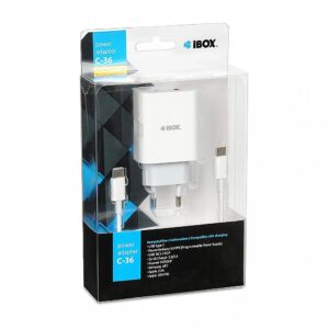 iBOX C-36 20W USB A+C WALL CHARGER CABLE USB-C TO USB-C ILUC36W 5903968680206