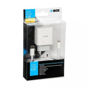 iBOX C-37 USB-C PD20W WALL CHARGER USB-C TO LIGHTNING CABLE ILUC37W 5903968680213