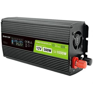 Green Cell Przetwornica LCD 12V 500W/1000W Czysty sinus z wywietlaczem INVGC12P500LCD 5904326374553