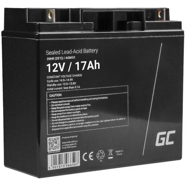 Green Cell Battery AGM 12V 17Ah AGM51 5907813966507