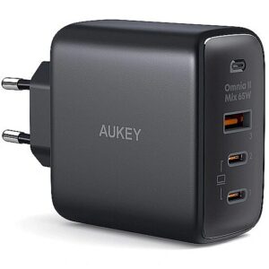 Aukey PA-B6T Black Omni a II GaN Wall Charger 3xUSB (2xUSB C+ 1xUSB A) 65W QC PD PA-B6T Black 689323784783