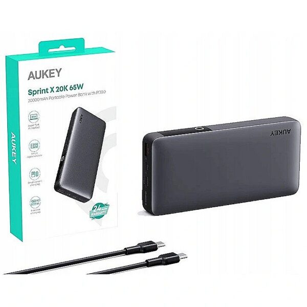 Aukey PB-Y43 20000mAh 65W PD czarny PB-Y43 689323786435