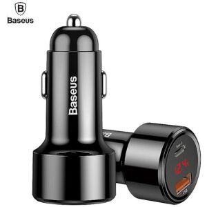 Baseus CCMLC20C-01 USB + Type-C Socket 45W Super Fast Car charger (PD3.0 + QC4.0) Black CCMLC20C-01 6953156293182