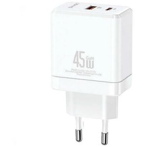 USAMS Charging USB-C+USB-A 45W GaN PD 3.0 Fast Whi USA001289 6958444904665