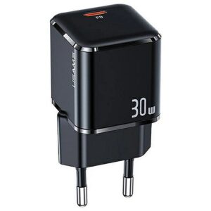 USAMS T45 US-CC148 Mini Universal Fast Wall Charger 30W 1x USB-C (Type-C) Plug PD 3.0 3A 5-20V Black CC148TC01 6958444974897