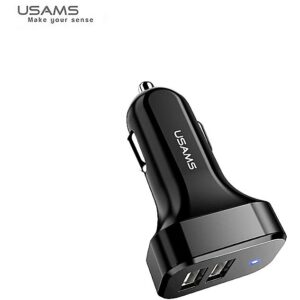 USAMS US-CC087 Universal Car DC 12V Fast 2.1A USB Charger with LED indicator Black CC87TC01 6958444982359