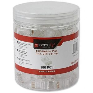 Techly TechlyPro Modular plug RJ45 8P8C Cat6 UTP for solid wire 100 plugs in jar 028894 8054529028894