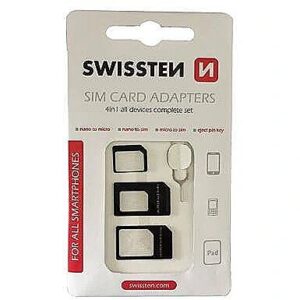 Swissten SIM Card Adapter Kit + Needle Black SWIS-NANO-SIM-BL 8595217443563