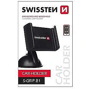 Swissten S-GRIP B1 Premium Universal Window Holder with 360 Rotation For Devices 3.5&apos;- 6.0&apos; inches Black SW-CH-B1-B 8595217444003