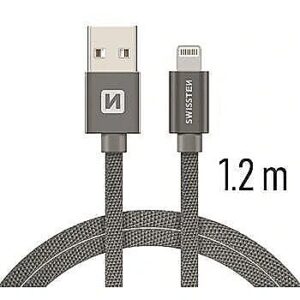 Swissten Textile Fast Charge 3A Lightning (MD818ZM/A) Data and Charging Cable 1.2m Grey SW-QU-LIGH-3A-1.2M-GR 8595217455641