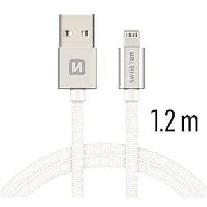 Swissten Textile Fast Charge 3A Lightning (MD818ZM/A) Data and Charging Cable 1.2m Silver SW-QU-LIGH-3A-1.2M-SI 8595217455658