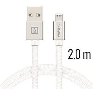 Swissten Textile Fast Charge 3A Lightning (MD818ZM/A) Data and Charging Cable 2m Silver SW-QU-LIGH-3A-2M-SI 8595217455719