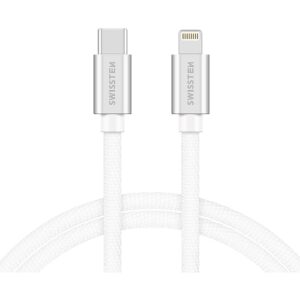 Swissten Textile Universal Quick Charge 3.1 USB-C to Lightning Data and Charging Cable 1.2m Silver SW-QU-LIGHUSBC-1.2M-S 8595217455870