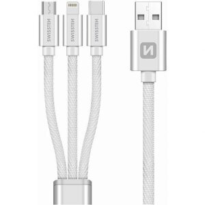 Swissten Textile Universal 3in1 USB-C / Lightning Data MFI / MircoUSB Cable 1.2m 72501102 8595217463417