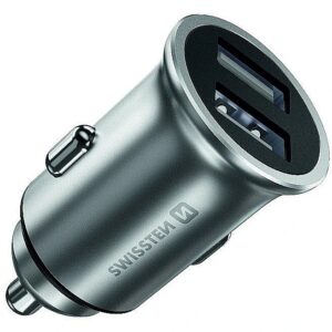 Swissten Metal Premium Car charger 2 x USB / 4.8A Silver 20115100 8595217474147