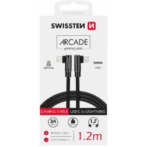 Swissten L Type Textile Universal Quick Charge 3.1 USB-C to Lightning Data and Charging Cable 1.2m Black SW-QU-TYPCLIGHT012M-BK 8595217475366