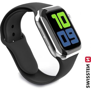 Swissten Silicone Band for Apple Watch 1/2/3/4/5/6/SE / 42 mm / 44 mm / Black 46000111 8595217477131