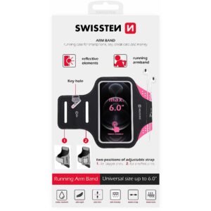 Swissten Armbag Case for phones up to 6 inches Pink 32903600 8595217477285